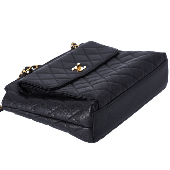 Chanel Classic Front Pocket Small Chain Shoulder Tote Quilted Caviar Leather - Picture 10 of 11